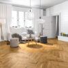PARQUET A TRE STRATI 1L ROVERE CHEVRON 45 BORDEAUX COUNTRY MARRONE CALDO SPAZZOLATO OPACO VERNICIATO 4MV