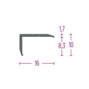 PROFILO GRADINO 16X10 MM 270 CM ARGENTO